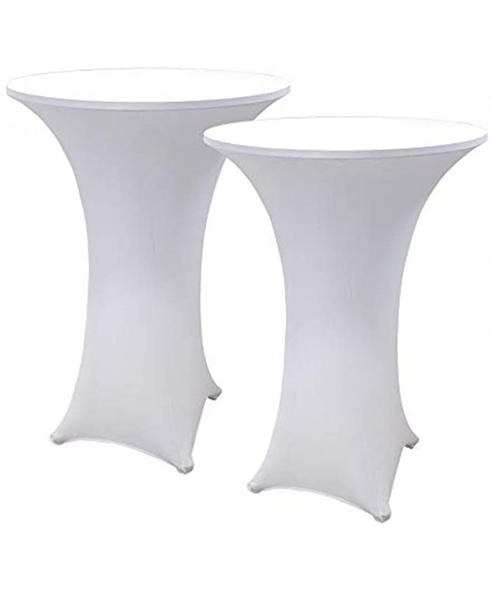 Hipinger 2 Pack 30 inch Highboy Cocktail Round Spandex Table Cover Four-Way Tight Fitted Stretch Tablecloth Table Cloth for Outdoor Party DJ Tradeshows Banquet Vendors Weddings30''X42''2PC,White