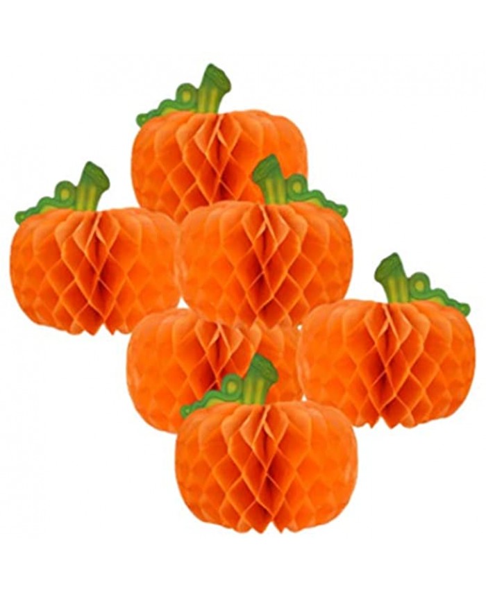 12pc Honeycomb 8" Tissue Paper Pumpkins Decorations for Hanging Or Centerpieces for Halloween Thanksgiving and Fall