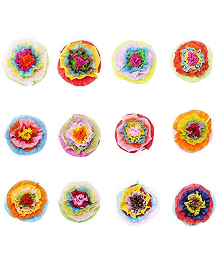 Cocostar12 Pcs Fiesta Paper Flowers Tissue Pom Poms Fiesta Flower Tissue Centerpieces 13.8" Wide for Mexican Rainbow Theme Party Fiesta Cinco De Mayo Party Frida Kahlo Party Decoration