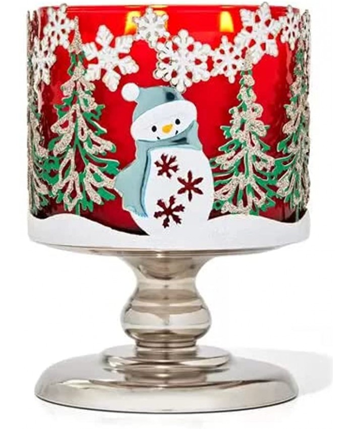 Bath & Body Works Candle Holder Compatible and White Barn 3-Wick Candles 2021 Winter & Christmas Select Your Favorite! Candle NOT Included Winter Scene Pedestal