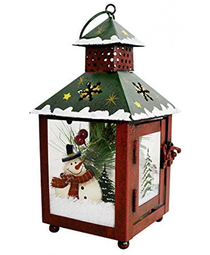 E-view Metal Christmas Lanterns with Led Lights Decorative Snowman Hanging Lantern Indoor Outdoor Mini Xmas Home Decoration Iron Tabletop Centerpieces Battery Operated Not Included Snowman