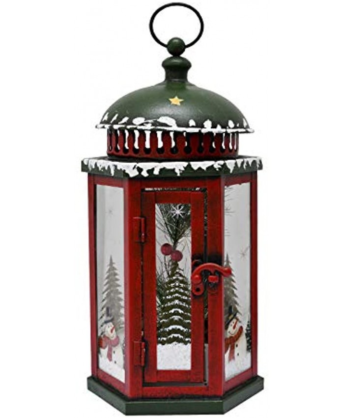 E-view Metal Christmas Lanterns with Led Lights Snowman Decorative Hanging Lantern Indoor Outdoor Mini Xmas Home Decoration Iron Tabletop Centerpieces Battery Operated Not Included Snowman A