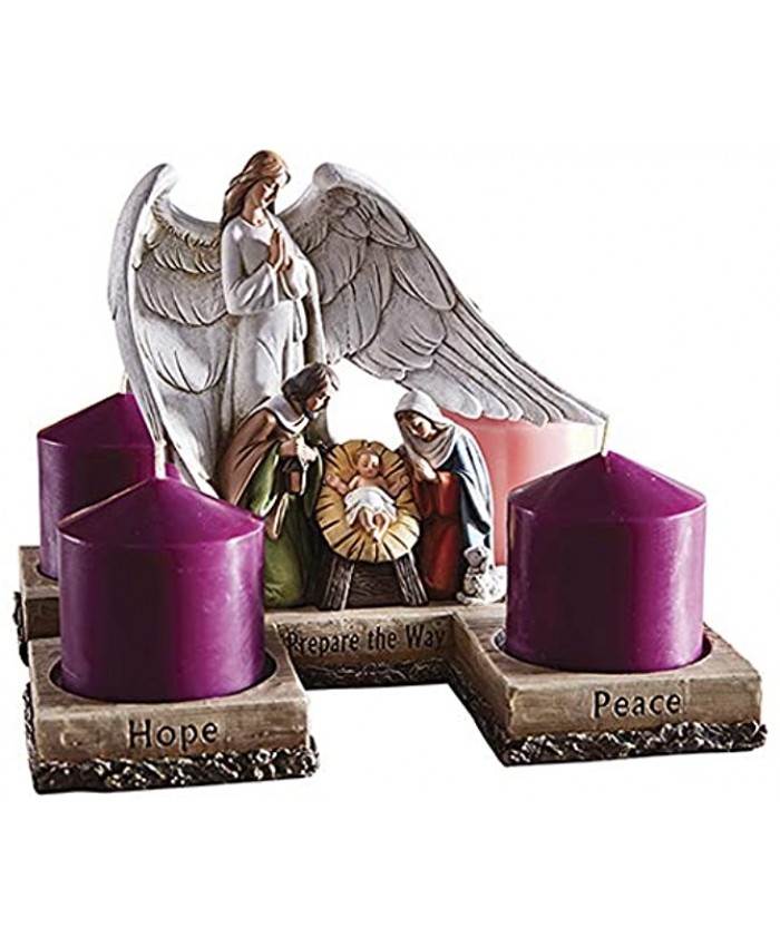 Elysian Gift Shop Holy Family Nativity Full Color 10" Nativity Advent Wreath Countdown to Christmas Decorative 4 Candle Candle Holder Candles not Included