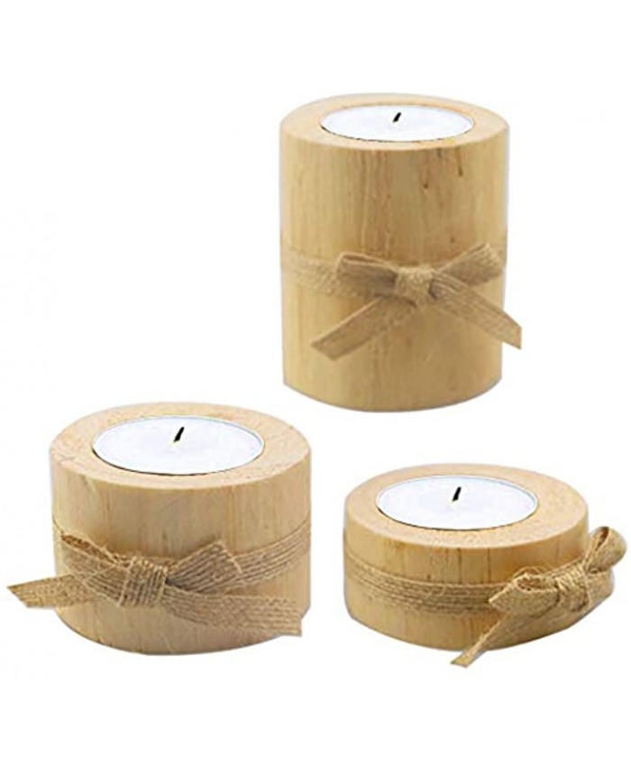 HFBlins Set of 3 Personalized Wooden Candle Holder Tea Light Candle Holders Wooden Planter Flower Pot for Rustic Christmas Wedding Party Birthday Decoration