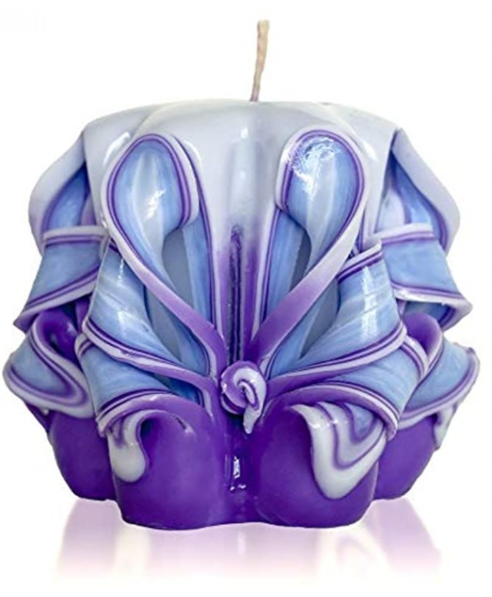 Hand Carved Candles Handmade Candles Purple Blue White by Size 2 inch Made by 16th Century Techtology Handcrafted Candles Decorative Candles
