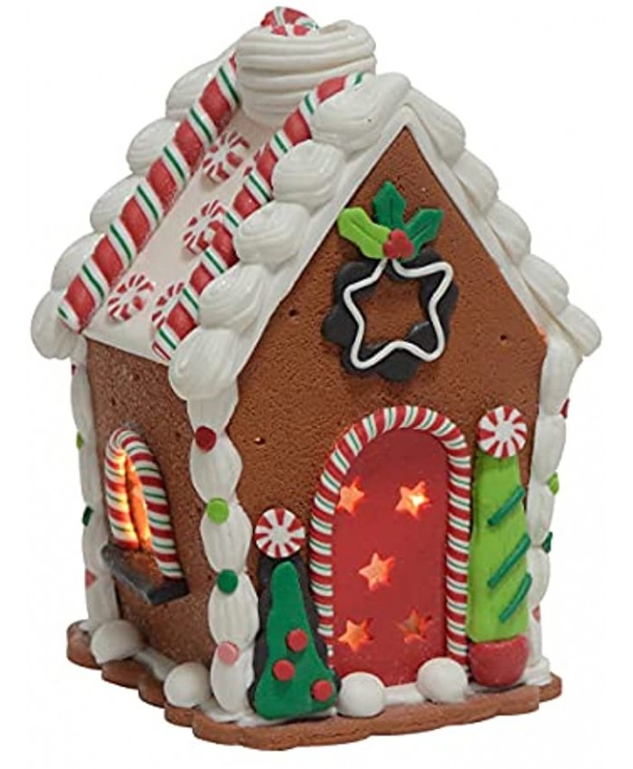 5-Inch Lighted Christmas Gingerbread House for Indoor Decor Christmas Decoration Building Accessory Light-Up Battery-Operated