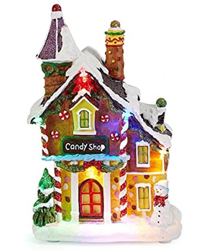 Christmas Candy Gingerbread House Decor Christmas Village Houses Building with LED Light up Decorative Tabletop Decoration