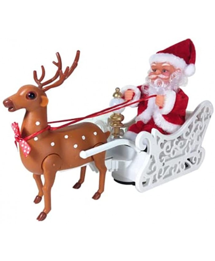 Christmas Reindeer Sleigh Music Toys Santa Gifts boxs Lighted Decorations