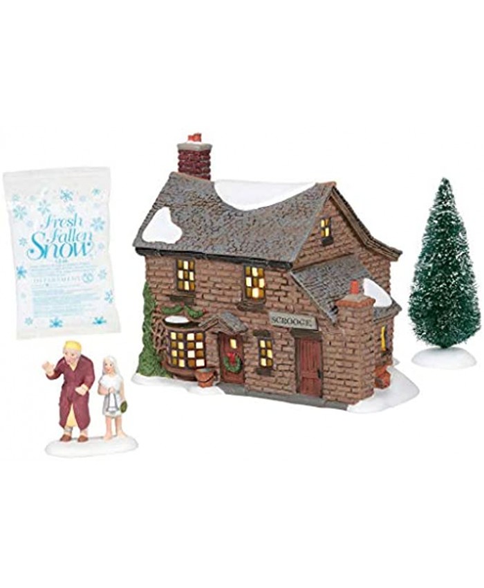 Department 56 Dickens Christmas Carol Village Scrooge's Boyhood Home House Lit Building and Accessories Boxed Set 5.91 Inch Multicolor