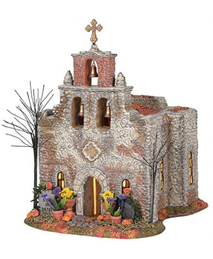 Department 56 Snow Village Halloween Day of The Dead Church Lit Building 10.75 Inch Multicolor