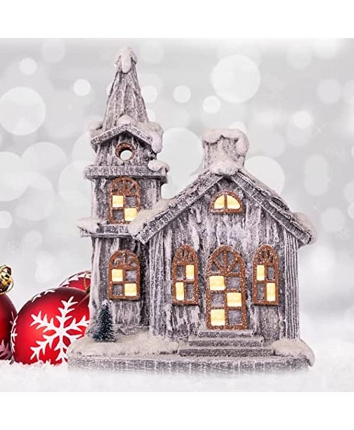 Snow Christmas Village Building Houses Town with Warm LED Light Christmas Decoration Battery-Operated Ornamnet