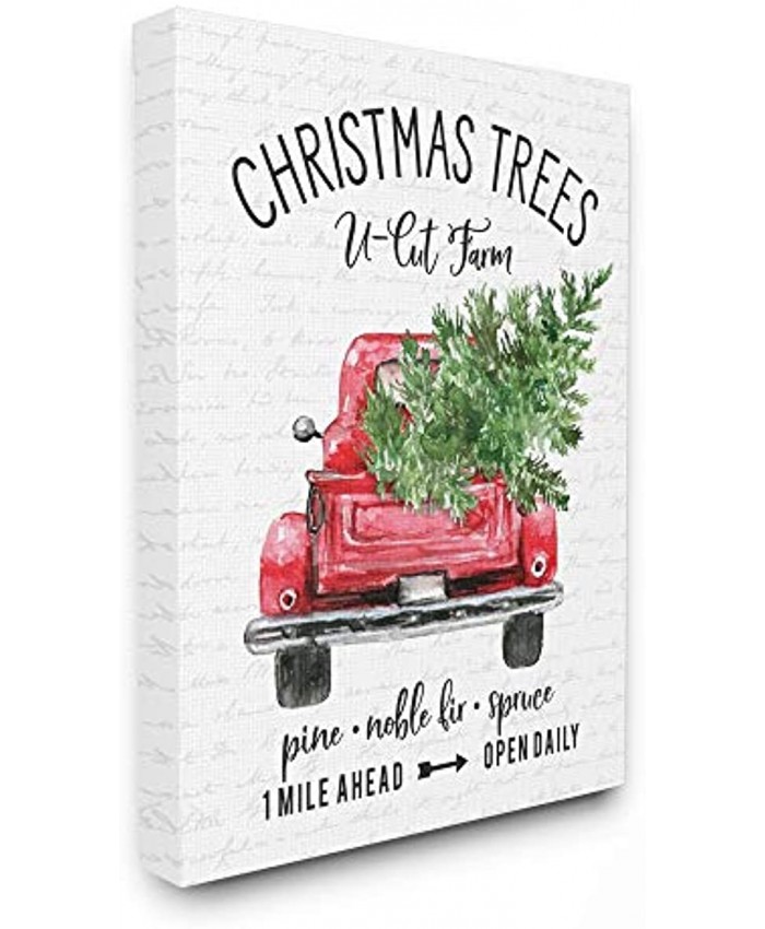 Stupell Industries Christmas Red Farm Truck with Winter Pine Wall Art 24 x 30 Off-White