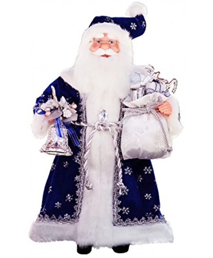 16" Inch Standing Royal Blue Santa Claus Christmas Figurine Figure Decoration 416110