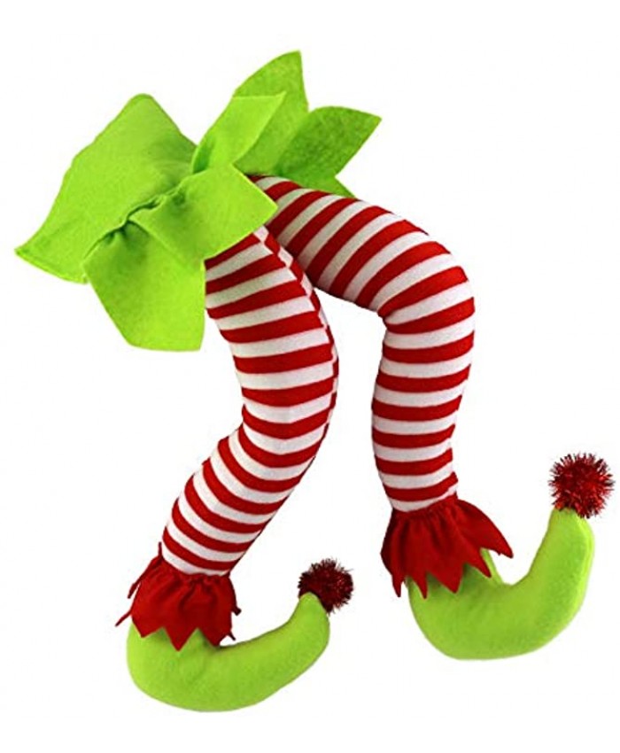 20'' Elf Legs for Christmas Decorations Wewill Stuffed Legs for Christmas Home Party Tree Fireplace Ornaments Green