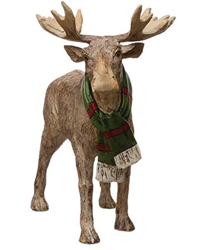 Creative Co-Op 9-1 4"L x 3-3 4"W x 7-3 4"H Resin Standing Moose w Scarf Figures and Figurines Multi