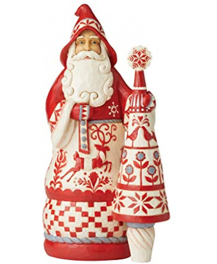 Enesco Jim Shore Heartwood Creek Nordic Noel Santa with Tree Warm and Cozy Figurine 10.25" H Multicolor
