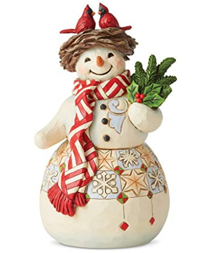 Enesco Jim Shore Heartwood Creek Snowman with Cardinal Nest Home is Wherever You are Figurine 9 Inch Multicolor