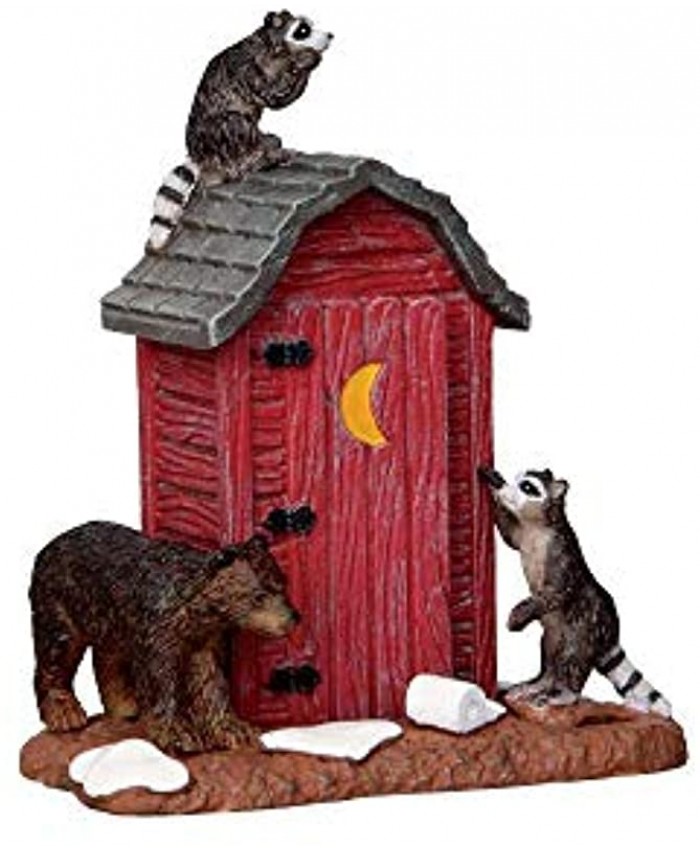 Lemax Village Collection Outhouse Marauders Raccoons and Bear #24492