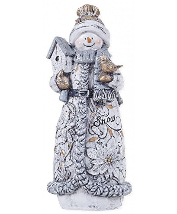 Transpac Imports Snow Poinsettia Robe Snowman Birdhouse 10 x 4 Resin Stone Christmas Table Top Figurine