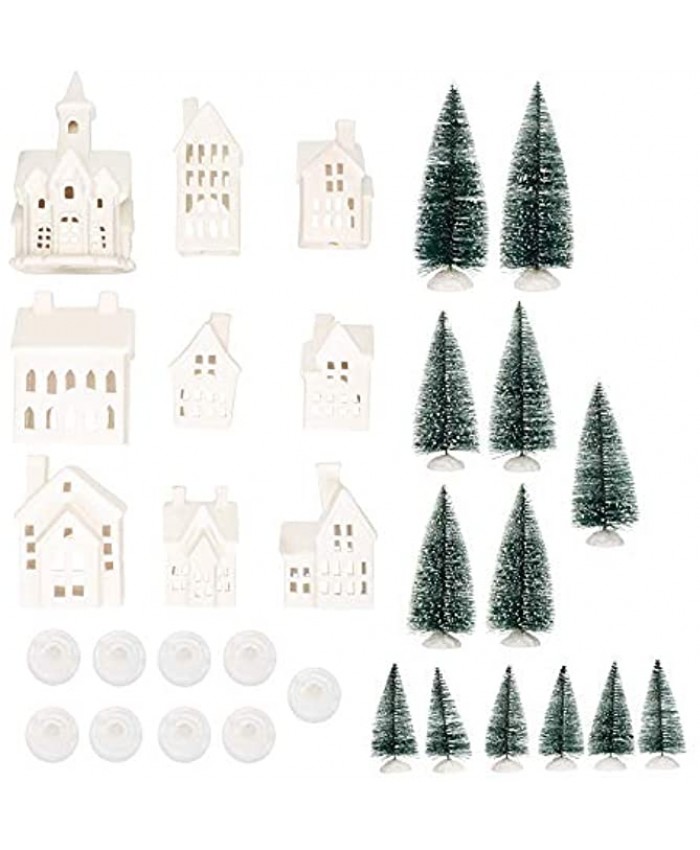 Winter Village LED Tea Light 31 Piece Porcelain Tabletop Christmas Figurine Boxed Set