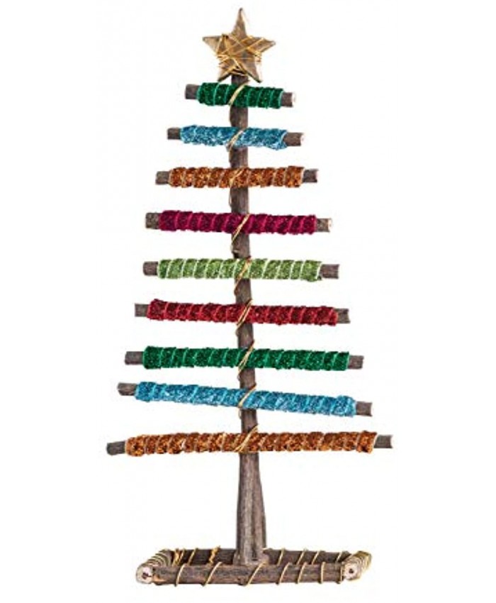 Creative Co-Op Large Vine & Ribbon Tree with Resin Star Figures and Figurines 13.5" Multicolored